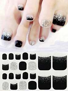 Nail Art Toe Stickers, Cartoon Heart & Geometric Patterns, Multicolor Glitter, Versatile Mixed Design, Easy Application With Scraper - 彩色 - 查看 5