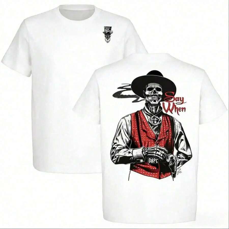 Camiseta Doc Holliday Say When Old West Death Dealers Collection Tombstone Ghost Town Zombie, camisa vaquera, a todo color, talla completa MXJP - Negro - Ver 1