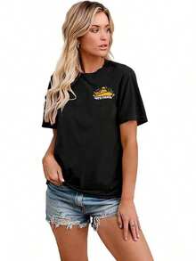 Cinco De Mayo T Shirt for Women: Let's Fiesta Shirts Funny Mexican Party Tee Sombrero 5 De Mayo Graphic Tops, - Ideal para el Verano - Negro2 - Ver 4