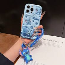 Disney Lilo And Stitch Phone Case : 3D Fluffy Pattern Border Protector Phone Soft Phone Case With A Free Cute Stitch Bracelet Chain Lanyard, Stitch, Lilo, Angel, For Apple 17 Promax 17 Pro 16 15 14 13 12 11 Pro Max XS Max X XR Soft Cover Summer Phone Case - trắng - Xem 1