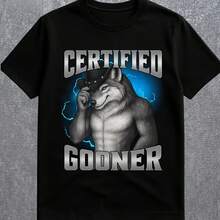 Men's Gooner Wolf Meme Certified T-Shirt, Dark Humor Unisex Oversized T-Shirt For Women, Gen Z Cotton Short Sleeve Casual Streetwear - 款式 - 查看 1