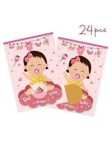 24pcs Scratch Card Game, Baby Shower Gender Reveal Party Decorations, Birthday Celebration Supplies - Pink - View 2