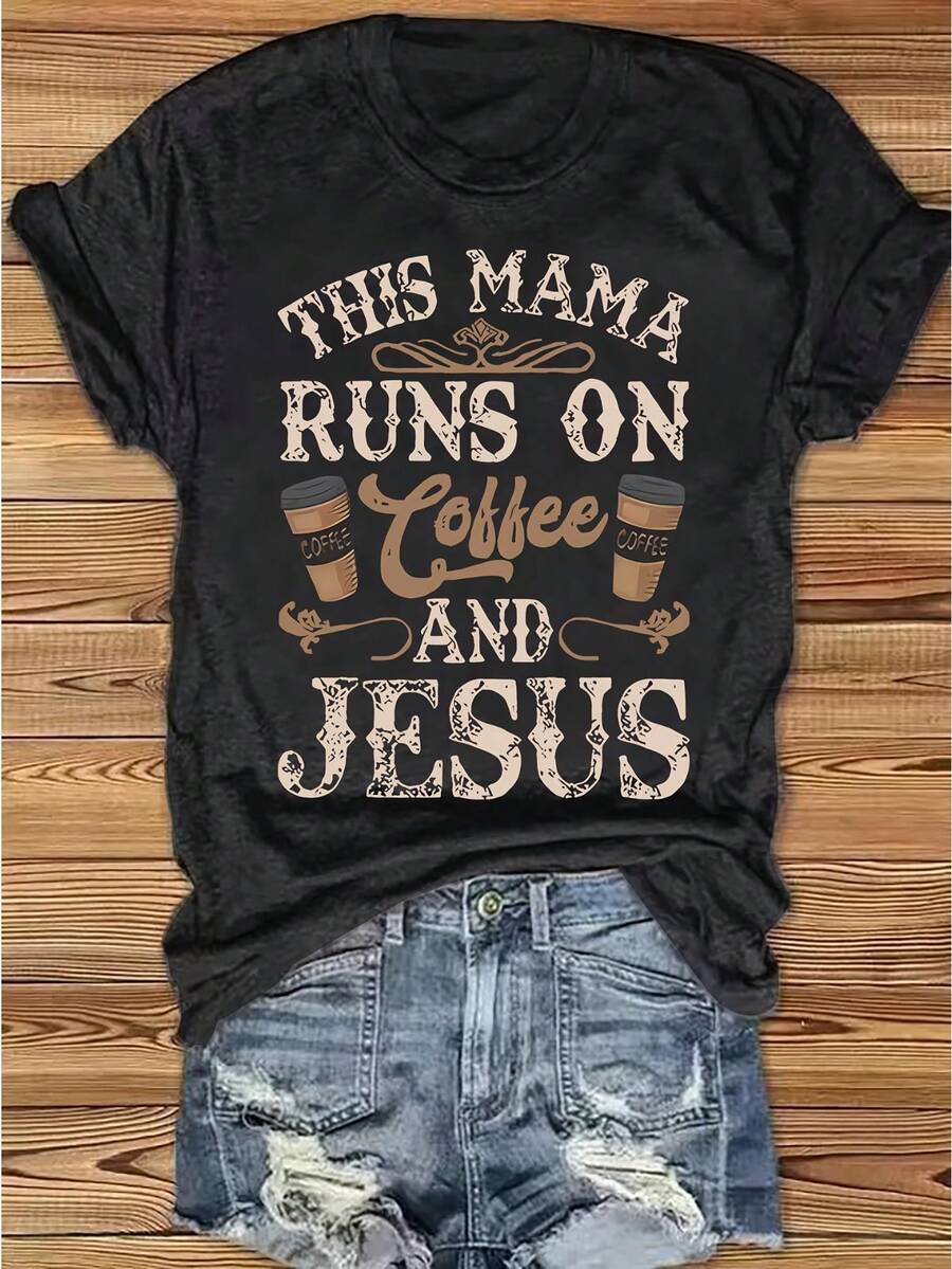 Mother& Daughter Best Friends For Life T-Shirt, 100% Cotton Round Neck T-Shirt Short Sleeve, Women Men Family T-Shirt, Funny Gift T-Shirt, Regular Fit Comfortable Stretch Fabric All-Season Wear Cotton T-Shirts - 黑色 - 查看 1
