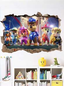 1pc Paw Patrol-Themed Cartoon Wall Sticker Includes A Variety Of Puppy-Shaped Wall Stickers. It Features A Self-Adhesive Design - Cartoon - View 4