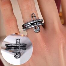 1pc Unique Triple-Loop Design Cubic Zirconia Decorated Women Ring - Multicolor - View 7