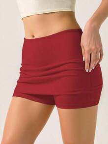 de unicolor de ajuste slim para mujer, falda corta y sexy de ajuste regular de color negro natural para mujer, uso casual diario, primavera/verano - Rojo - Ver 1