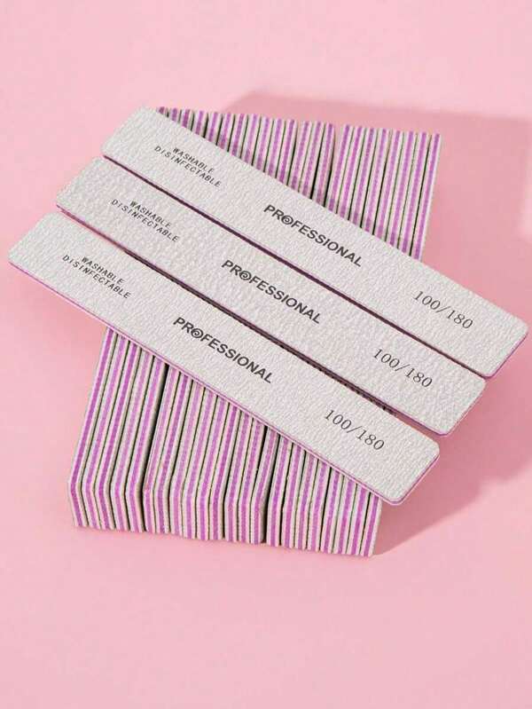 5pcs Nail Files, 100/180 Grit Sandpaper Nail Files, 10pcs Professional Washable Double-Sided Coarse Foot File, Heavy Duty, For Acrylic Nail Removal, Pedicure Manicure Tools