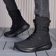New Men's Breathable Soft-Sole Hiking Boots, All-Match Style Versatile For Outdoor Wear, All Seasons - Black - View 2