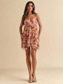 Vestido de verano de vacaciones junto al mar, de color rosa claro liso, vestido de gasa con volantes de loto, vestido de tirantes, ropa para festival de música, ropa de festival de música country, ropa de concierto, ropa de vuelta al colegio, ropa de dama de honor para boda - Rosa - Ver 4