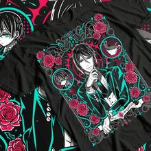 Camiseta  de gran éxito de  para Año Nuevo 2026, camiseta , Kuroshitsuji, Toboso Yana, camiseta corta de cuello redondo para hombre, 220 g, algodón grueso, unisex, informal, textura suave y tacto agradable, cómoda y respetuosa con la piel. Estilo clásico y sencillo que nunca pasa de moda, ideal para el día a día, actividades deportivas, viajes, vacaciones y cualquier ocasión informal. - Negro - Ver 1