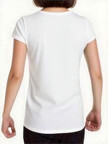 Women's T-Shirts, 1-Piece Set Of Women's Round Neck T-Shirt, Comfortable, Soft And Breathable, With Floral And Heart Prints, Pretty Clothing, Suitable For Sports And Fitness, Daily Wear, Outdoor Activities And Any Other Occasion, A Gift For Friends And Family, Easter, Mother's Day. - 1件白色隨機圖案 - 查看 2
