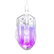 Redragon 有线游戏鼠标,24,000 DPI,7 个可编程按键,2 个侧键,8 种 RGB LED 背光模式,透明外壳,炫彩游戏鼠标,白色软线 - 查看 11