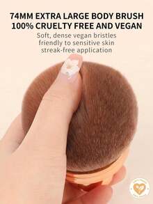 1pc 75/85mm Wide Kabuki Body Makeup Brush, Large Dense Foundation Powder Brush, Wet & Dry Use, Suitable For Legs, Back, Face, Body Contour, Contouring, Concealing, Blushing, Bikini Beach Glow Makeup, Creating Smooth Flawless Bronze Tan/Sunscreen/Self-Tanning Cream Application - Multicolor - View 4