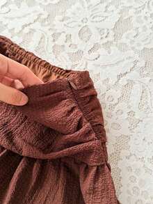 mini casual con volantes de doble capa y estampado de leopardo vintage para mujer, ideal para otoño, disfraz de leopardo, disfraces de Halloween, Acción de Gracias, Homecoming, Navidad, estilo hippie, princesa, fiesta sexy - Marrón - Ver 5