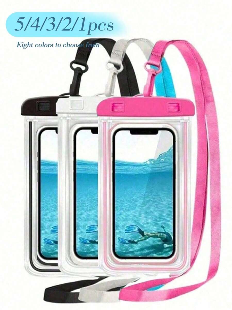 8/6/5/4/3/2/1 Pcs Waterproof Bag, Universal Waterproof Phone Pouch, Air Cushion Waterproof Phone Case, Swimming Underwater Waterproof Phone Bag, Beach Waterproof Phone Dry Bag, Suitable For Smartphones, Christmas, Halloween Gift, Home, Room, Birthday, New Year, Accessories, Friends, Fun Gift, Summer, Beach - 白色 - 查看 1