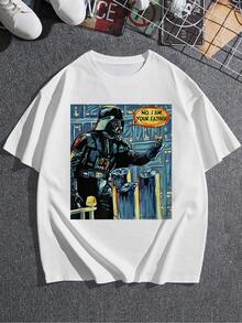 Figura inspirada en un poderoso personaje galáctico que revela una verdad impactante con tonos vibrantes y energía cósmica llena de misterio y fuerza camiseta de mujer de corte moderno  suave y cómoda para uso diario - Blanco - Ver 3