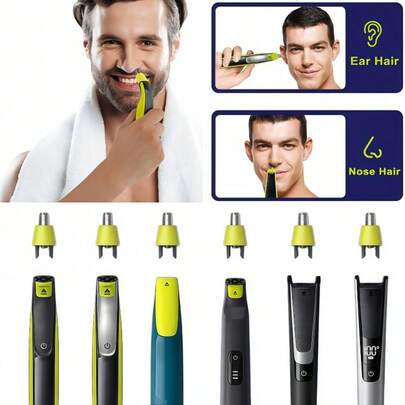 鼻毛與耳毛修剪刀頭替換裝，適用於 OneBlade 修容設備，易於使用，相容 QP25/QP26/QP27/QP28/QP45/QP65 型號，衛生便捷