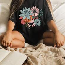 Printed T-Shirt For Men And Women - 黑色 - 查看 1