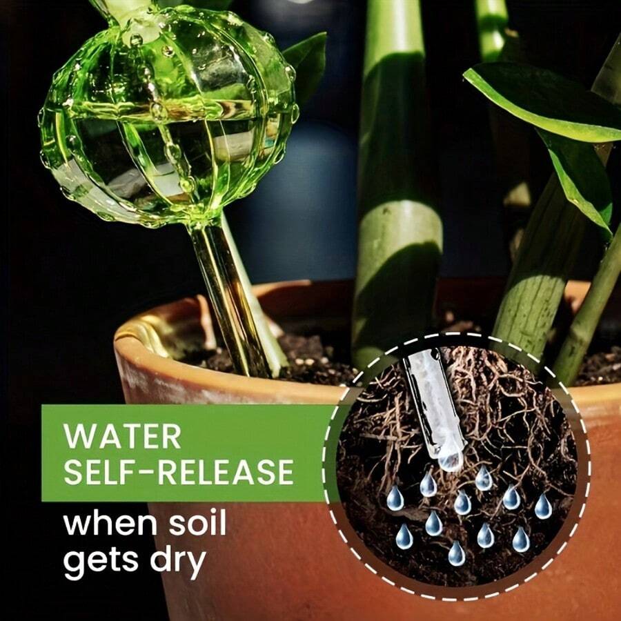 1/3/6/10個自動仙人掌造型植物澆水器，附自動澆水噴嘴的塑膠澆水球，可愛裝飾設計，耐用塑膠材質，適合作為禮物，短途旅行完美選擇，讓您能提前為植物澆水 - A - 查看 1