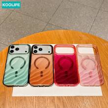 Koolife 1件琥珀棕水波紋磁吸手機殼，PC+TPU亮面防震保護殼，兼容MagSafe，適用於 18 Pro/18 Pro Max/17/17 Pro/17 Pro Max - 透咖 - 查看 7