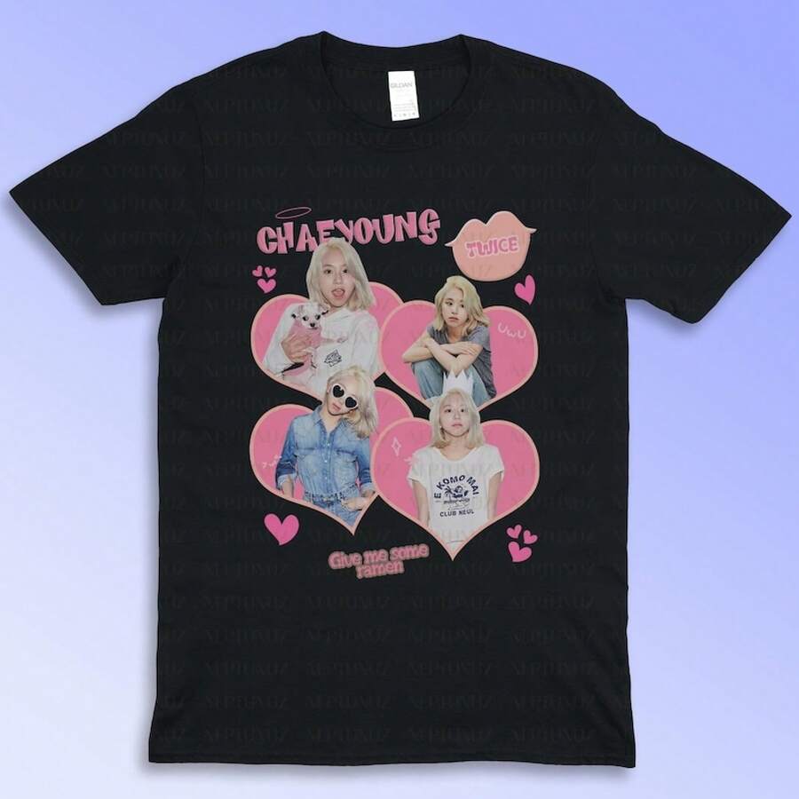 Heart Print T-Shirt, Retro Girl Group Style, Unisex Size. Women's Shirts, Women's Sweatshirts, Women's Casual Summer Sweater Blouse, Prom Dresses - 黑色 - 查看 1