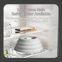 Magnetic Foldable Microwave Anti-Splash Cover, Silicone High-Temperature Resistant Household Food Heating Fresh-Keeping Dust-Proof Cover - Caramel Color - View 9