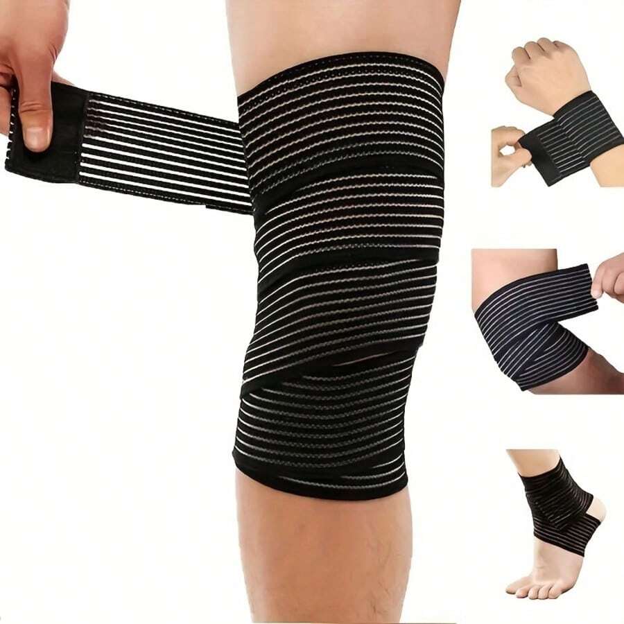 High Elastic Compression Bandage, Sports Muscle Tape, Suitable For Ankle, Wrist, Knee, Calf, Thigh, Providing 39.98-179.98cm Wrap Support - Black - View 1