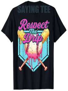 Baseball Jersey, Home Plate, Youth Sports, Express Your Personality,  Sportswear, Original Gift, Y2K Slogan T-Shirt - 黑色 - 查看 1