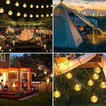 1 buc. Lumini LED cu energie solară, control cu 8 butoane, 10/20/50/100 LED cu bile de cristal, lumina suspendată cu zâne, în aer liber IP65 rezistent la apă, potrivit pentru curte, grădină, verandă, balcon, decorațiuni pentru petreceri, nuntă, Crăciun, Halloween, camping, sărbătoare - multicolor - Vizualizare 12