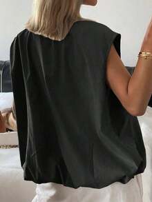 Nuevo chaleco sin mangas suelto y casual de verano, estilo casual de negocios para mujeres - Negro - Ver 2
