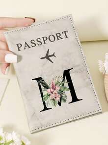 1pc A-Z 26 Letters Fashionable Letter Print Stylish Burgundy Passport Cover, Premium PU Leather Passport Wallet With Multi-Card Pockets For Credit Cards, Boarding Passes, And IDs, Compact And Portable Travel Essentials Organizer For Women, Men - Pink - View 41