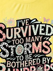 Camisetas de manga corta tallas grandes "Too Many Storms" - Amarillo - Ver 4