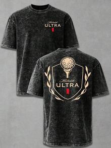 Camiseta Gráfica Oversize Vintage Desgastada de Algodón Michelob Ultra Golf Ball Wash para Hombre, Manga Corta, 100% Algodón, Corte Holgado, Estilo Retro Deportivo Urbano, Casual, Estética Golf y Cerveza, Holgada, 100% Algodón, Regalo (Estilo retro, unisex, de peso pesado) - Gris - Ver 6