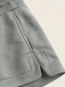 BASICS Pantalones Cortos Deportivos Cómodos de Cintura Baja para Mujer con Abertura Lateral, Ropa Casual y para el Hogar, Primavera/Verano - Gris Claro - Ver 8