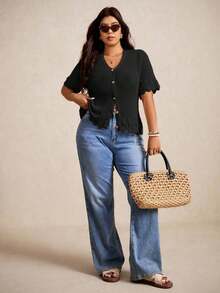 Plus Size Cardigans - Black - View 12