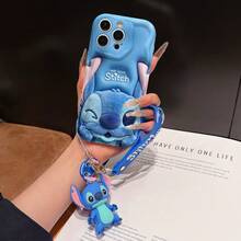 Disney Lilo And Stitch Phone Case : 3D Fluffy Pattern Border Protector Phone Soft Phone Case With A Free Cute Stitch Bracelet Chain Lanyard, Stitch, Lilo, Angel, For Apple 17 Promax 17 Pro 16 15 14 13 12 11 Pro Max XS Max X XR Soft Cover Summer Phone Case - trắng - Xem 1