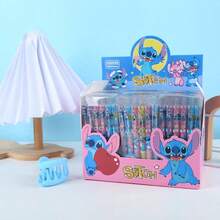 6支/12支装中性凝胶笔，史迪奇、草莓熊卡通人物主题，速干墨水，签名笔，书写笔，学生文具笔 - 史迪奇 - 查看 8