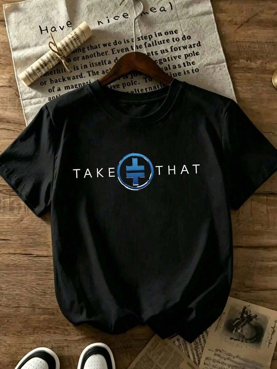 Camiseta Holgada Sencilla Mujer Estilo Moderno Take That The Circus 2026 Summer Tour, Cuello Redondo, Manga Corta, Cómoda, Algodón Puro Suave, Adecuada Para Todas Las Temporadas. Imprescindible para los fans, esta camiseta unisex es perfecta para el uso diario, salidas, desplazamientos y fiestas. Camiseta Mujer Estampado Gráfico Verano 2026 - Negro - Ver 1