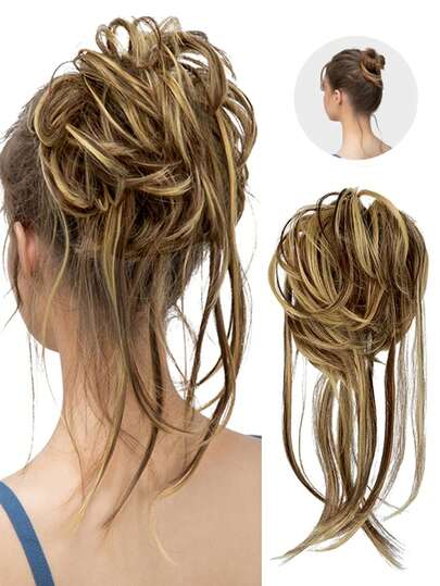 Synthetic Hair Bun, Fluffy Curly Bun Hair Accessories, Elastic Hair Band For Women
