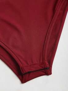 Body de mujer con decoración metálica y drapeado en unicolor - Burdeos - Ver 5