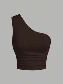 Blusa de un hombro de punto en tonos negro y beis para mujer - Multicolor - Ver 5
