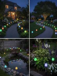 20/30 LED Solar Powered Garden Lights, Solar Crystal Ball Lawn Lamps, Waterproof 8 Lighting Modes Solar Bubble Ground Lights Flashing For Yard, Wedding, Party, Patio, Outdoor Camping Decor (Multi-Color/Warm White/White) - Bubble Ball Ground Light - View 9