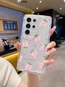 1 chiếc ốp lưng điện thoại tối giản bằng chất liệu TPU, họa tiết ngôi sao và dâu tây, trong suốt, màu kem, chống sốc, tương thích với iPhone, Honor. - Trong sáng - Xem 4