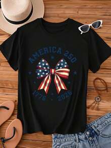 America 250 Stars And Stripes Short Sleeve T-Shirt, 1776-2026 Summer - 黑色 - View 2