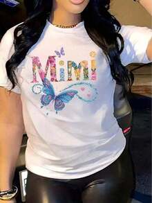 Camiseta de manga corta con cuello redondo para mujer, con estampado, hecha de tela de algodón puro. Cuello redondo clásico y minimalista, versátil y adecuado para todas las formas de cuerpo. Perfecto para citas, desplazamientos diarios y salidas informales. - Blanco - Ver 3