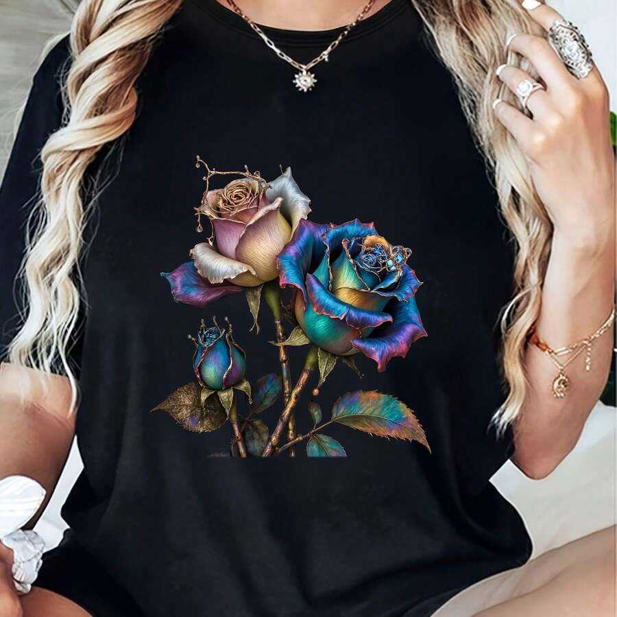 Camiseta Mujer Cuello Redondo Manga Corta Candy Candy Anime Retro Casual - Negro - Ver 1