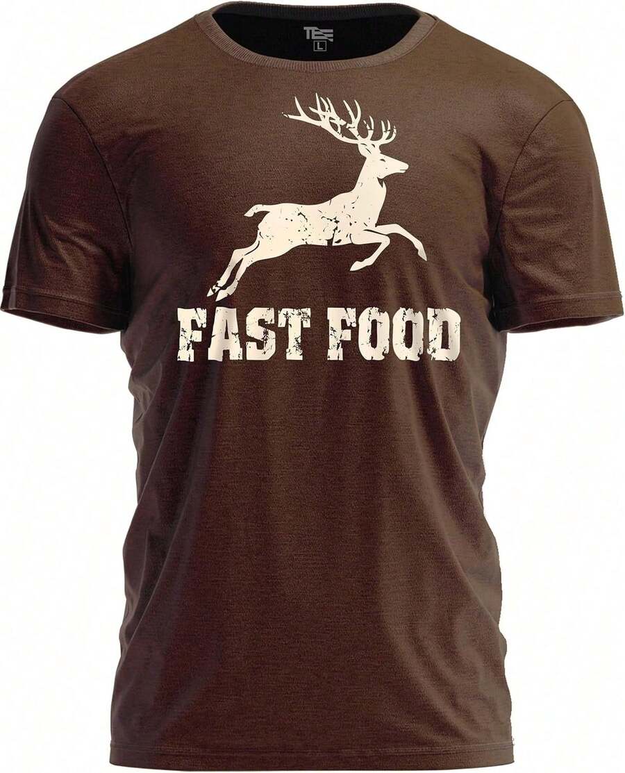 Camiseta Divertida de Caza de Comida Rápida TeeUnion – Regalo Humorístico con Gráficos de Ciervos para Cazadores JFW4 - Blanco - Ver 1
