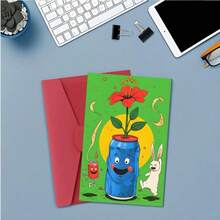 1 Thiệp chúc mừng sinh nhật và ngày lễ hình hoa trong lon, kích thước 7.1 inch x 4.7 inch | Giấy cao cấp | Thiệp chúc mừng dành cho học sinh, bạn bè, con gái, con trai, bạn cùng lớp. - Mảnh duy nhất - Xem 2