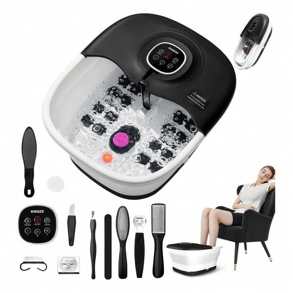Tina Spa Para Pies Pedicura Baño De Pies Plegable Burbujas Con Control De Temperatura Masaje Para Pies Eléctrica Con Calefacción Y Rodillos