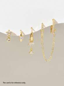 4 Stücke hochwertiges geometrisches Blumen-Modeschmuck-Set in Kupfer-Goldton, geeignet für den täglichen Gebrauch und als Geburtstagsgeschenk für Freunde - Verschiedenfarbig - Übersicht 5